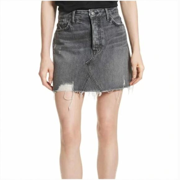 GRLFRND Eva Denim Mini Skirt in Silver Spoon Wash - Picture 1 of 10